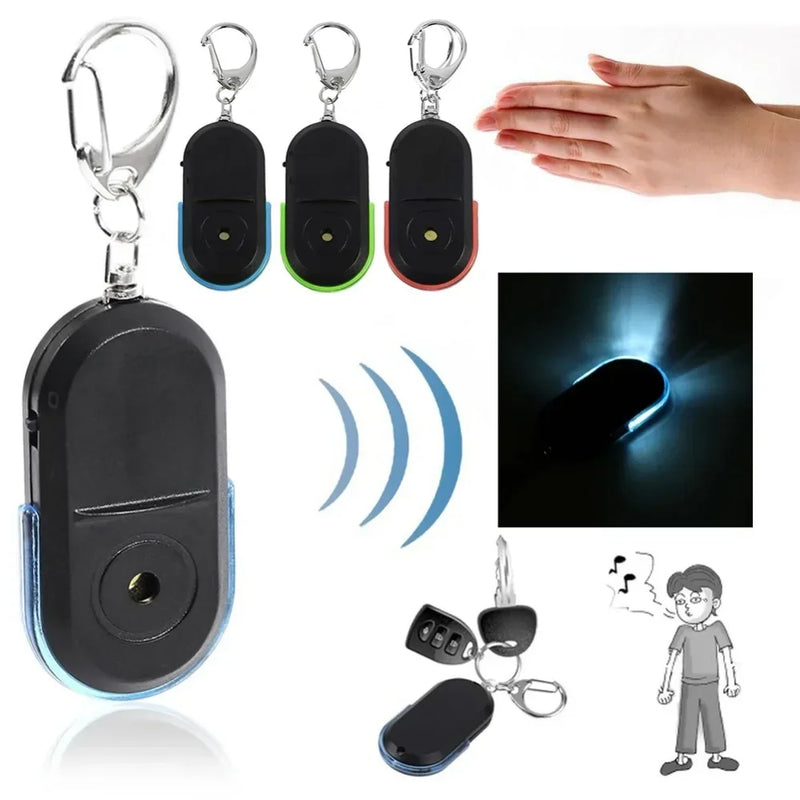 Anti-Lost LED Whistle Key Finder Flashing Beeping Sound Control Alarm Anti-Lost Key Locator Finder Tracker With Key Ring In Stock