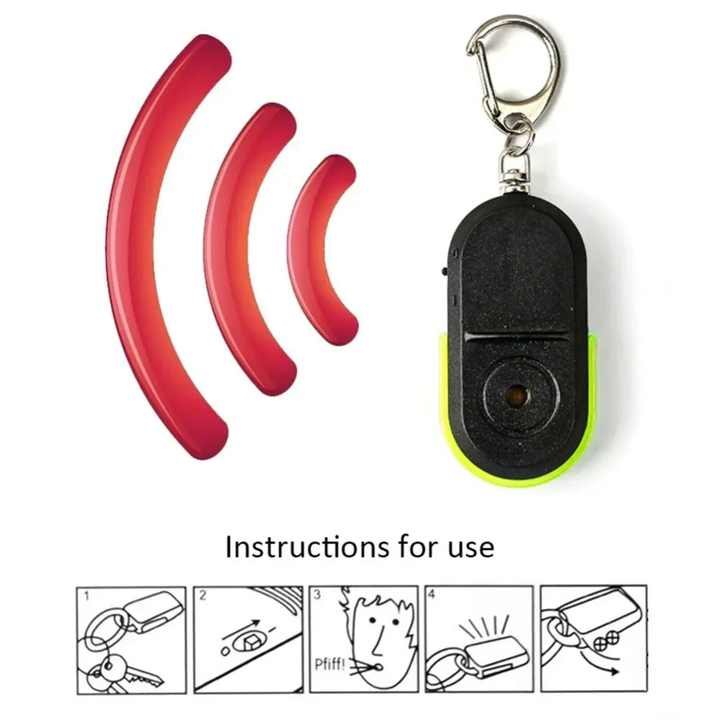 Anti-Lost LED Whistle Key Finder Flashing Beeping Sound Control Alarm Anti-Lost Key Locator Finder Tracker With Key Ring In Stock