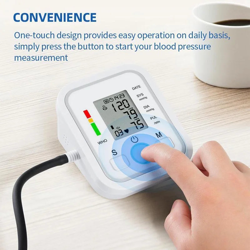 Blood Pressure Medical Digital Arm BP Monitor Tensiometer Tonometer Automatic Sphygmomanometer Heart Rate Pulse Meter Oximeter