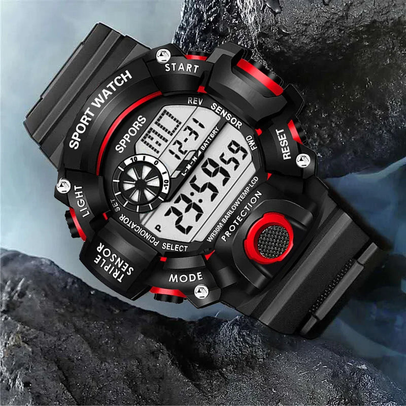 Watch Fashion Sports Electronic Wristwatch Large dial Multifunctional Waterproof Luminous Alarm Kids Male's Military Watch