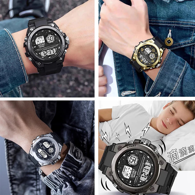 Watch Waterproof Luminous Alarm Clock Men LED Digital Watch Large dial Electronic Wristwatch for Man