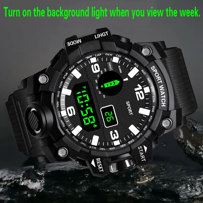 Watch LED Digital Men Sport Watches Fitness Electronic Watch Multifunction Military Sports Watches Clock Kids Gifts