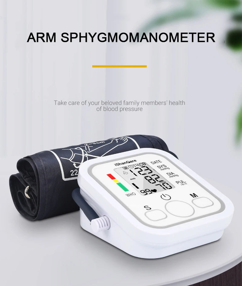 Blood Pressure Monitor Digital Tonometer Upper Arm Blood Pressure Meter Automatic BP Medical Sphygmomanometer Pulse