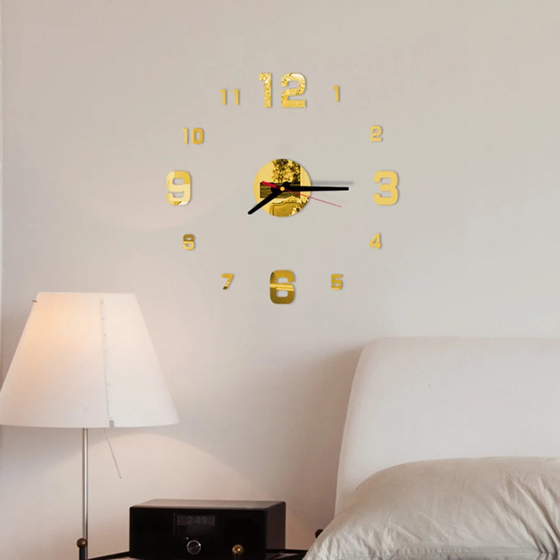 Relogio Mirror DIY Wall Clock Watch 3D Wall Stickers Large Decorative Quartz Clocks Acrylic Modern Design Home Living Room Stickers