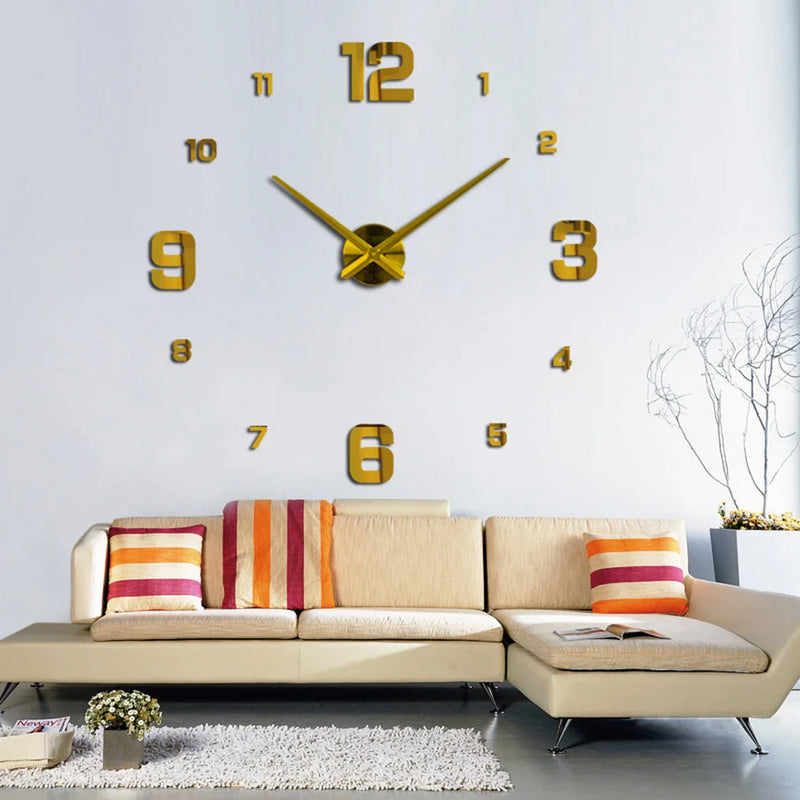 Relogio Mirror DIY Wall Clock Watch 3D Wall Stickers Large Decorative Quartz Clocks Acrylic Modern Design Home Living Room Stickers