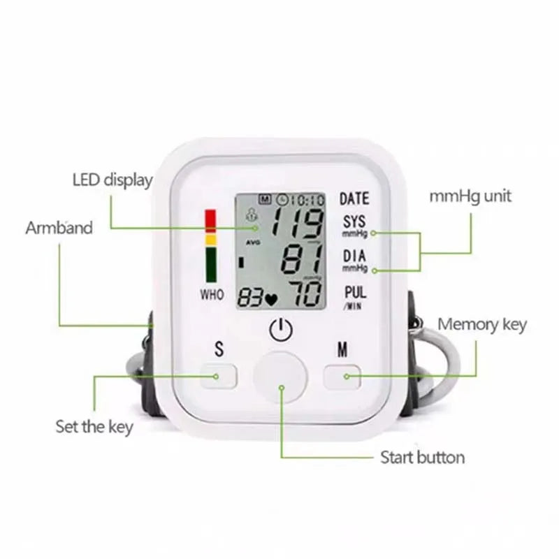 Blood Pressure Monitor Rechargeable Voice Playback Sphygmomanometer For Elderly Accurate Measurement