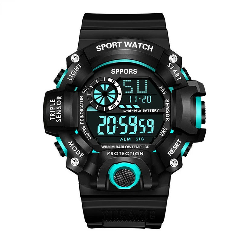 Watch Fashion Sports Electronic Wristwatch Large dial Multifunctional Waterproof Luminous Alarm Kids Male's Military Watch