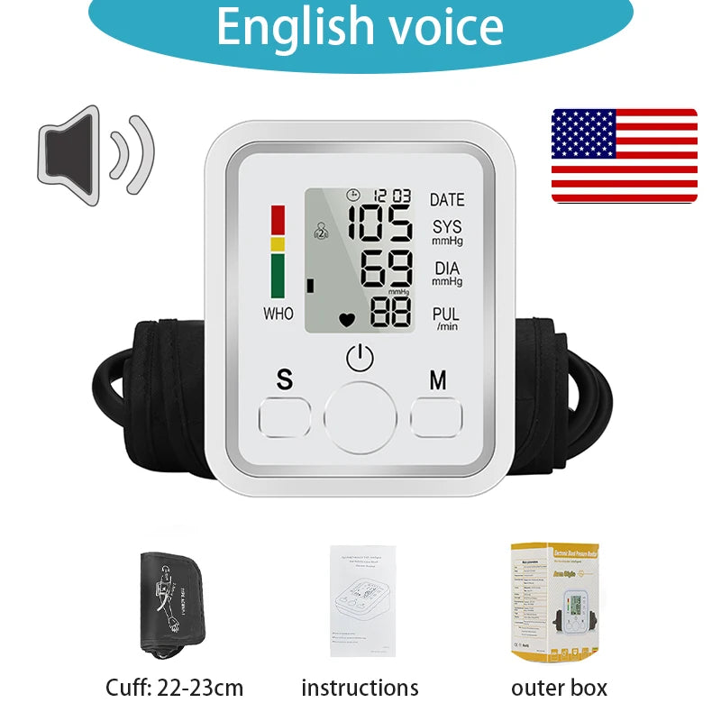 Blood Pressure Monitor Digital Tonometer Upper Arm Blood Pressure Meter Automatic BP Medical Sphygmomanometer Pulse