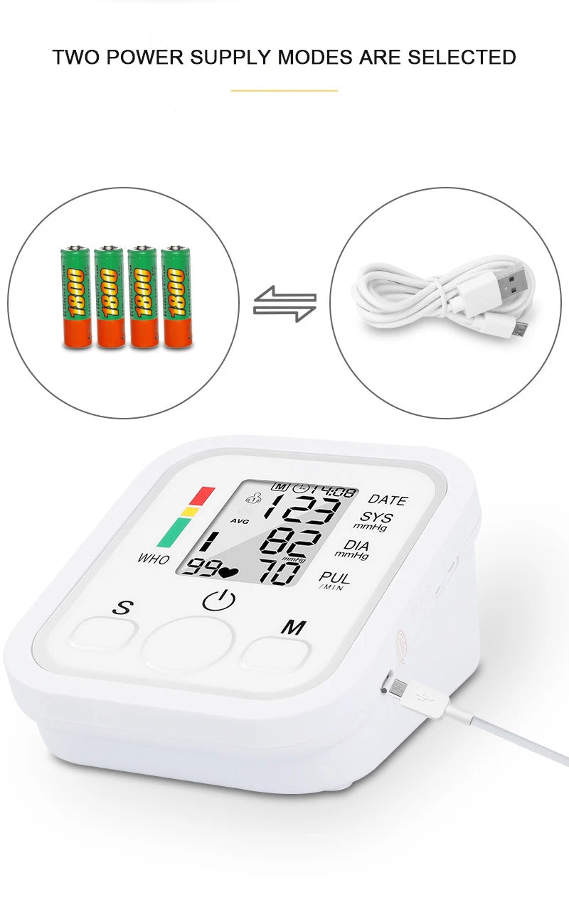 Blood Pressure Monitor Digital Tonometer Upper Arm Blood Pressure Meter Automatic BP Medical Sphygmomanometer Pulse