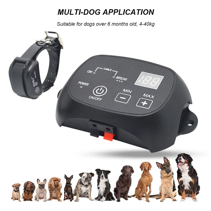 Cerca Eletronica Pet Boundary Containment Remote Control Electronic Dog Fence System LCD Display with Rechargeable Waterproof Receiver