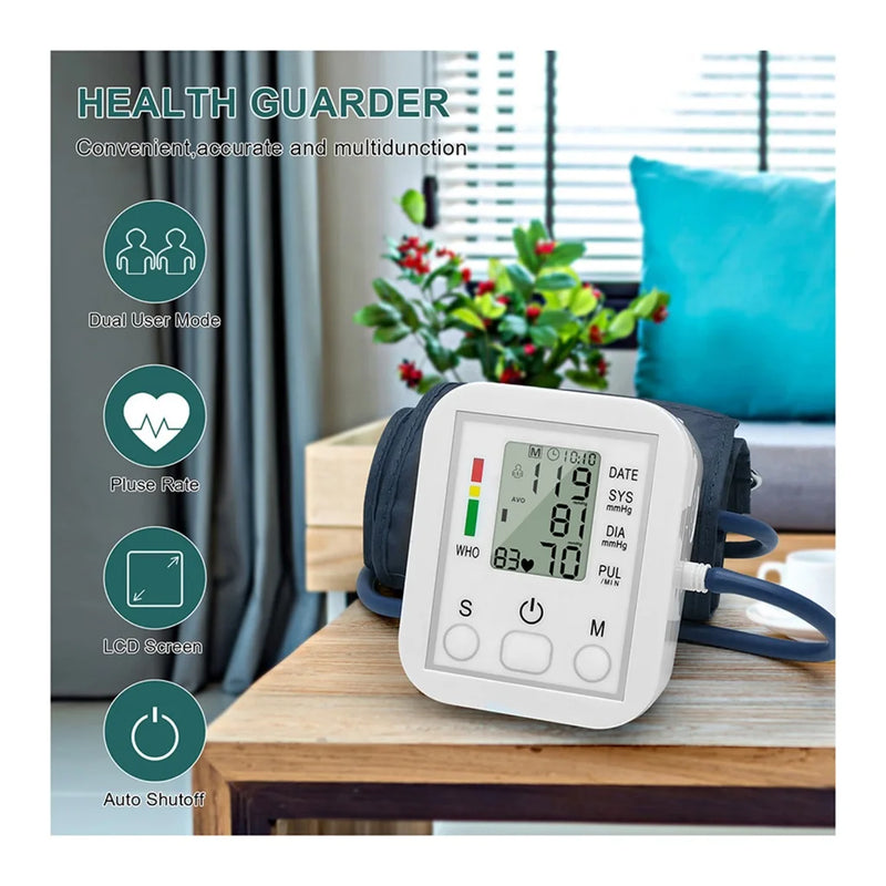 Blood Pressure Medical Digital Arm BP Monitor Tensiometer Tonometer Automatic Sphygmomanometer Heart Rate Pulse Meter Oximeter