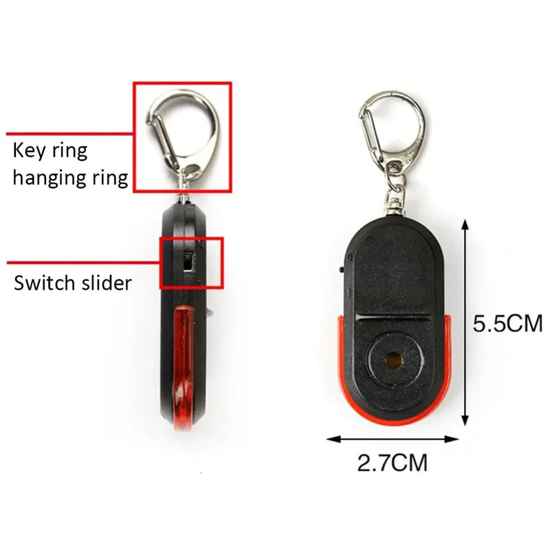 Anti-Lost LED Whistle Key Finder Flashing Beeping Sound Control Alarm Anti-Lost Key Locator Finder Tracker With Key Ring In Stock