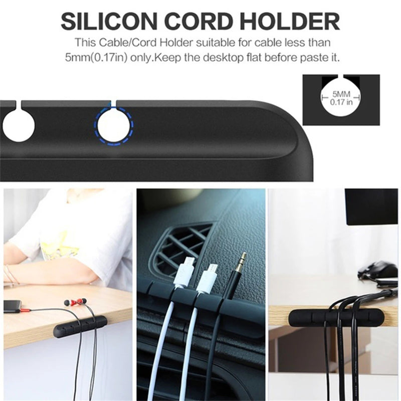 USB Cable Organizer Silicone Cable Winder Desktop Tidy Management Clips Cable Holder For Mouse Keyboard Headphone Wire Organizer