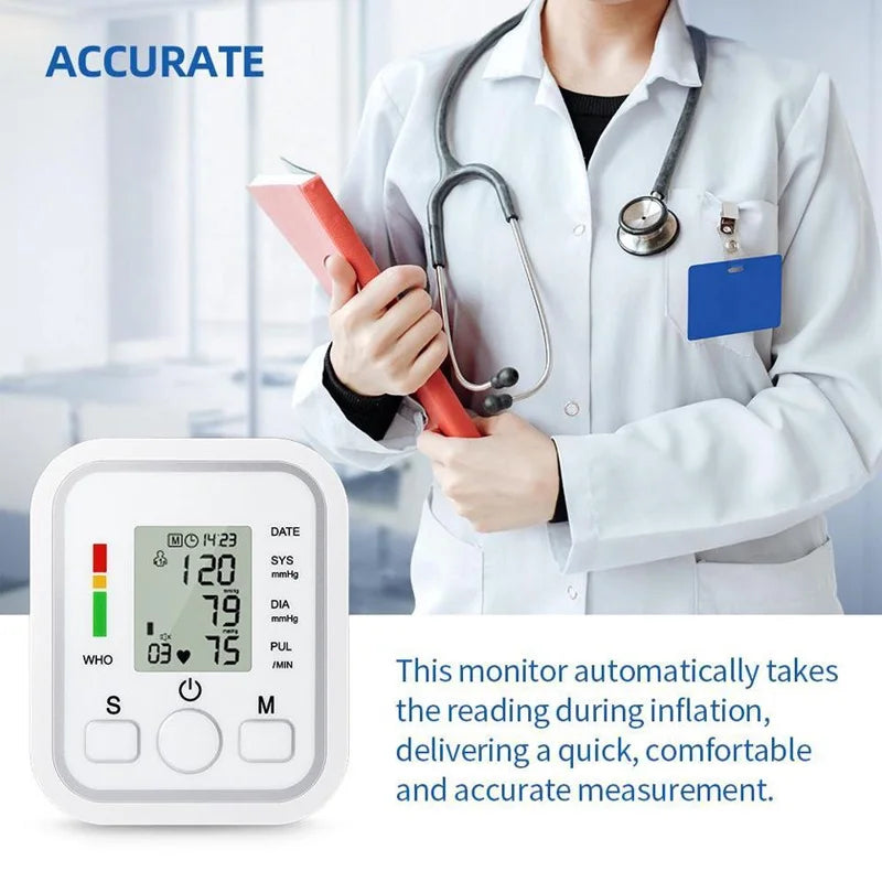 Blood Pressure Medical Digital Arm BP Monitor Tensiometer Tonometer Automatic Sphygmomanometer Heart Rate Pulse Meter Oximeter