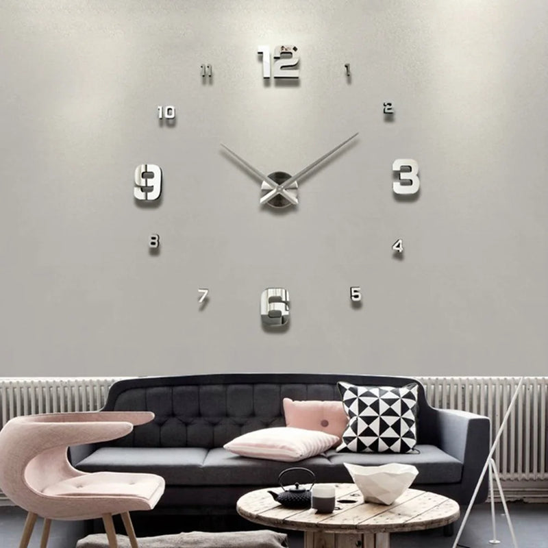 Relogio Mirror DIY Wall Clock Watch 3D Wall Stickers Large Decorative Quartz Clocks Acrylic Modern Design Home Living Room Stickers