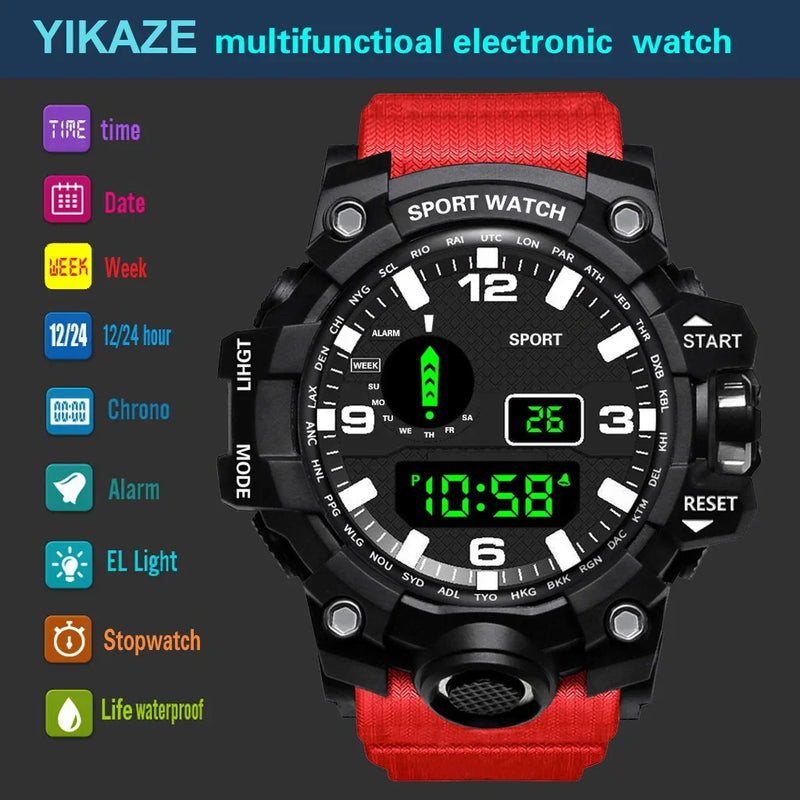 Watch LED Digital Men Sport Watches Fitness Electronic Watch Multifunction Military Sports Watches Clock Kids Gifts